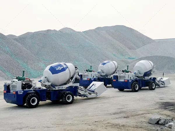 self loader concrete mixer for road construction